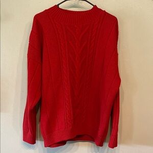 Elegant Red Cable Knit Sweater